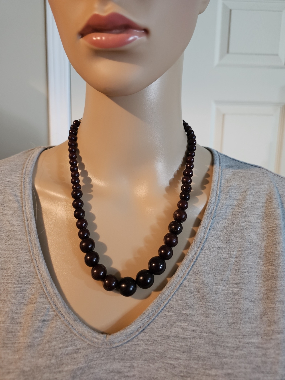 Timeless Dark Brown Graduated Bead Necklace - Women Jewelry